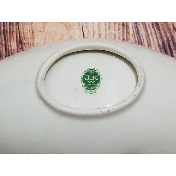 Vintage JKW Decor Carlsbad Bavaria Small Oval Dish Gold Trim Couple White - Picture 2 of 8